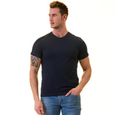 Navy Blue European Made & Designed Premium Quality T-Shirt - Crew Neck Short Sleeve T-Shirts
